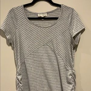 Gray and white stripe Maternity Tee Blouse Size L